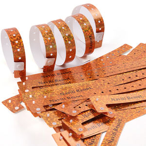 定制全息乙烯基腕带闪光合成纸活动度假节可调腕带 - Product Image 1