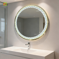 Miroirs muraux modernes ronds étanches éclairés pour salle de bain avec écran tactile et interrupteur Miroir de salle de bain intelligent avec lumière LED