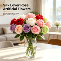 Rose artificielle en tissu à tige unique de 48 cm, fausse fleur de rose pour la décoration de la maison, de la table, des mariages et des fêtes