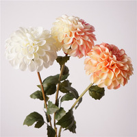 Fleur de Dahlia Artificielle de Haute Qualité en Soie avec Dégradé de Couleurs, Grande Tête de Dahlia pour la Décoration d'Événements de Mariage