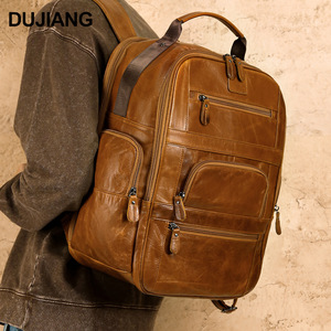 Dujiang Genuine Leather Men's <b>Backpack</b> <b>20L</b> Multi-Functional Business Travel Commuter Casual <b>Backpack</b> - Product Image 1