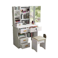 Commode de chambre à coucher moderne européenne personnalisable avec miroir éclairé Table de maquillage en MDF durable avec tiroirs