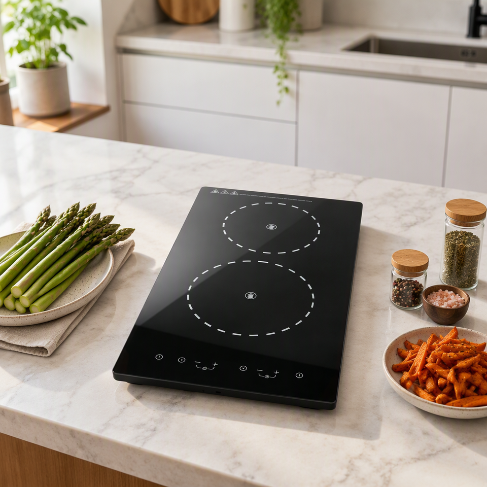 Fode Double Burner Induction Cooker 3000-3999W Toughened Glass Touch ...