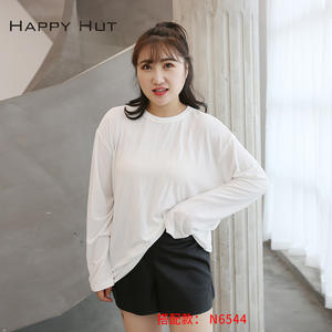 Shorts de Cuero Sintético PU Negro de Cintura Alta para Mujer Talla Grande N6601, Corte Regular, Tela Satén, Moda Otoño - Product Image 3