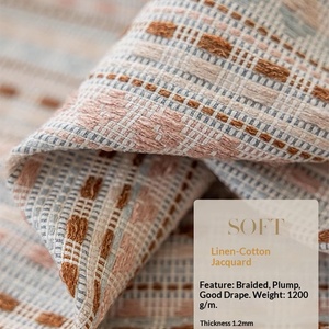 Tenda Moderna per Soggiorno Fairland in Canapa Jacquard Tinto in Filo Semi-Oscurante Ecologica con Lucernario Integrato - Product Image 4