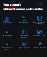 Sistem Pemantau Tekanan Ban Mobil TPMS Bluetooth TPMSII untuk Ponsel Android IOS dengan 4 Sensor Internal BL5.0