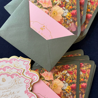 Cartes d'invitation de mariage de luxe style baroque, dorées à chaud, découpées, avec bordure enroulée, pour réserver la date