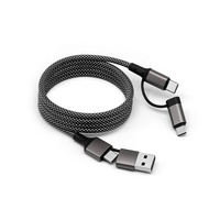Nuevo Modelo PD 60W 3A, Cable de Datos Magnético de Carga Rápida 4 en 1 con Enrollamiento Automático de Nailon para Accesorios Electrónicos de Automóviles y Teléfonos