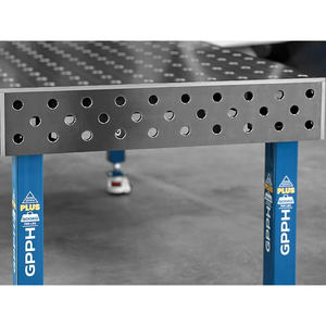 SteelPlus GPPH 1x0.6m wheeled <b>welding</b> <b>bench</b>, 12mm thick, 16mm holes, 100x100mm grid - Product Image 5