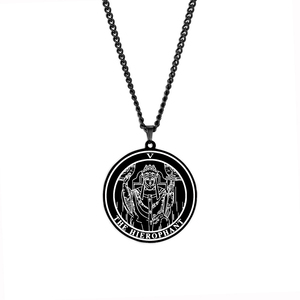 Nero rotondo 22 tarocchi collana di carte gioielli in acciaio inossidabile il maggiore Arcana astrologia amuleto talismano pendenti coppia collane - Product Image 3