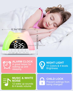 Réveil pour enfants avec <span class=keywords><strong>veilleuse</strong></span> 11 couleurs, horloge d'apprentissage du sommeil pour tout-petits avec 10 sonneries et réglage de la luminosité - Product Image 4