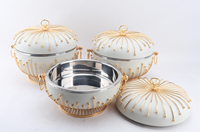 Plat à chafing dish élégant doré effet miroir 3.5L 4.5L 5.5L, design moderne en forme de cage à oiseaux, service de buffet haut de gamme minimaliste, trio de présentoirs, cadeau design