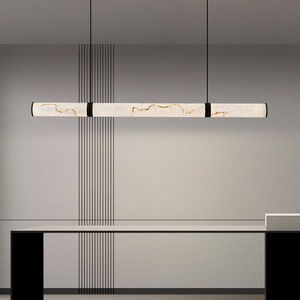 Candelabro de latón de mármol de lujo moderno decoración del hogar lámpara colgante luz Led dormitorio Hotel importado España alabastro Natural - Product Image 6
