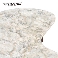 Table basse minimaliste en bois massif durable et en marbre naturel pour les petits espaces - pour le salon, le balcon circulaire