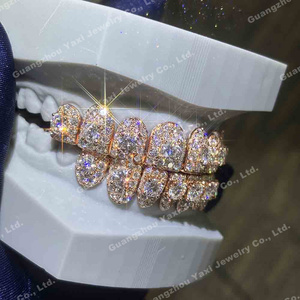 Tùy Chỉnh Top Dưới 10 8 6 S925 Bạc 10K 14K 18K Tăng Rắn Vàng Mạ Vvs Hoàn Hảo Moissanite Phòng Thí Nghiệm Kim Cương Răng grillz Cho Nam Giới - Product Image 3