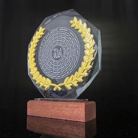 Plaque musulmane en cristal avec impression blanche 99 noms d'Allah avec feuille de métal doré Catégorie de produit Autres MH-G0492 de modèle d'artisanat en cristal