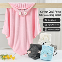 Serviette de bain à capuche pour bébé en polaire douce, poncho enfant motif ours de dessin animé, cape pour tout-petit, peignoir personnalisé pour nouveau-né, pour filles et garçons