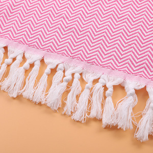 Turkish Tassel Bath <b>Towel</b> 100x180cm Chevron Pattern Polyester Cotton Skin-Friendly <b>Beach</b> <b>Towel</b> for Kids and Adults - Product Image 2