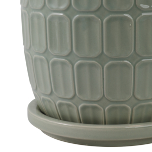 Set di Vasi in Ceramica con Sottovaso, Design Texturizzato per Uso Interno ed Esterno, Fioriere Rotonde - Product Image 5