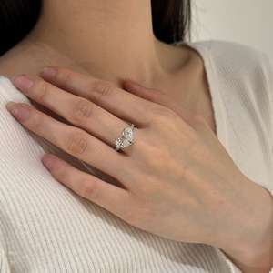 Anello Dylam Disponibile da Donna a Due Pietre di Promessa di Fidanzamento Nuziale in Argento Sterling 925 con Zirconi Cubici CZ - Product Image 4