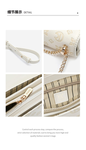 <span class=keywords><strong>Bolso</strong></span> <span class=keywords><strong>Bandolera</strong></span> de PU con Patrón Geométrico para Mujer, Diseño con Monograma Grabado y Cierre <span class=keywords><strong>Dorado</strong></span> - Product Image 3