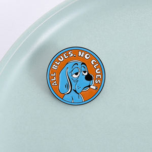 Broche ALL BLUES NO <span class=keywords><strong>CLUES</strong></span>, Pin de Esmalte, Dibujos Animados, Anime, Perro Azul Triste Fumando, Broches para Mochila, Insignia para Solapa, Joyería, Regalo para Amigos - Product Image 1