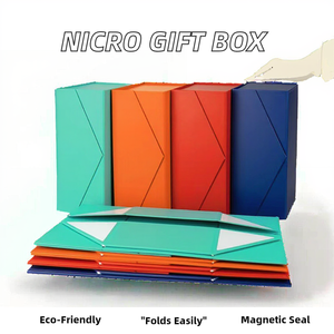 Custom <b>Foldable</b> Magnetic Gift <b>Box</b> Collapsible Flat Folding Packaging With Glossy Lamination Paperboard Material For Cards And Gi - Product Image 2