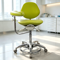 Tabouret de microscopie avec accoudoir simple extra large, commande à 3 leviers, commande au pied, en microfibre, pour cabinet dentaire et endodontie