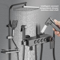 Ensemble de douche pluie en acier inoxydable gris anthracite avec mitigeur thermostatique, robinetterie de douche moderne de luxe pour hôtel, ensemble complet