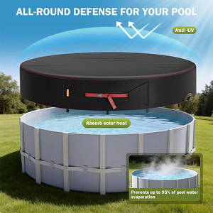 Couverture de piscine solaire ronde noire de 8 pieds OEM ODM avec système de serrage à <span class=keywords><strong>cliquet</strong></span> pour protection de réservoir et piscine - Product Image 6