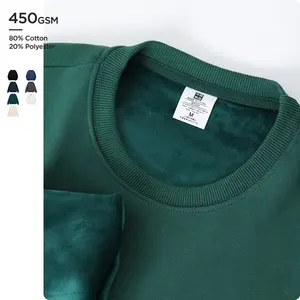 Bán Buôn Thời Trang Trống Tùy Chỉnh Dập Nổi 3D In Unisex 80% Bông 20% Polyester Lông Cừu Crewneck Áo Nỉ