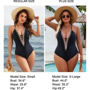 Traje de baño de una pieza para mujer con cuello pronunciado, fruncido y control de abdomen, de Spandex y Poliéster - Product Image 5