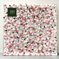 Rote Rosa Rosen Schleierkraut Künstliche Blumenwand für Verlobungszeremonie Fotokabinen-Dekoration