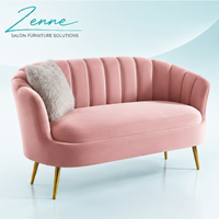 Canapé d'attente de luxe pour salon, causeuse moderne en velours pour réception, mobilier de salon de beauté, fauteuil lounge rose personnalisé pour salon de coiffure, onglerie et spa ZENNE