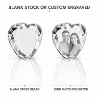 Cœur en cristal gravé au laser 3D, photo de couple personnalisée, cadeau souvenir, taille et forme personnalisées, contenu interne, vente en gros OEM