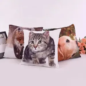 Popular creativo al aire libre decorativo Impresión digital forma cuadrada animal funda de almohada cojín suave