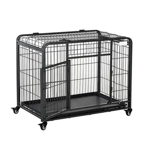 Dog Cage Cover Metal Dog Cage Crate Kennel With Removable Tray And Cover And 4 Locking Wheels For Indoor And Outdoor