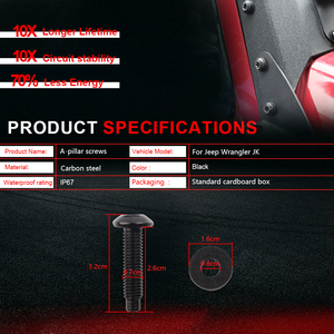 Tornillos de Alta Calidad para Soporte de Pilar A del Parabrisas para Modelos Jeep Wrangler JK 2007-2018, Juego de Cuatro Tornillos para Soporte de <span class=keywords><strong>Barra</strong></span> de Luces - Product Image 4