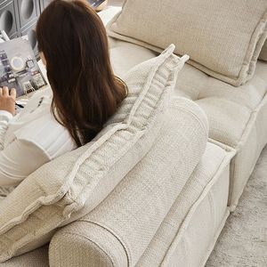 ชุดโซฟาแบบแบ่งส่วนทำจากผ้าลินินอัดรอยพับชุดเฟอร์นิเจอร์ห้องนั่งเล่นสไตล์โมเดิร์นเรียบง่าย - Product Image 2