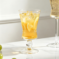 Verre à vin vintage côtelé classique sans plomb 270 ml, style français à rayures verticales, avec base lourde et pied moyen