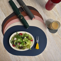 Ensemble de sets de table et sous-verres en cuir écologique nordique, irréguliers, bicolores, anti-chaleur, antidérapants, en PU, pour cuisine et maison, style INS