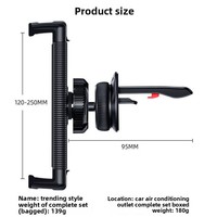 Support de tablette et de téléphone pour voiture, 15 pouces, extra-large, en plastique, à ventouse, rotation à 360 degrés, fixation sur grille d'aération, écran pliable