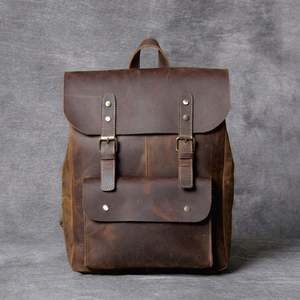 Mochila de Cuero Genuino Personalizada al por Mayor, Bolso de Cuero Real Vintage para Portátil, Bolsos de Viaje para Hombre, Negocios y Aire Libre LBK-0107 - Product Image 1