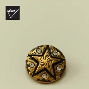 Giysi için 2023 yeni tasarım yuvarlak Rhinestones yıldız Vintage kot düğmeleri