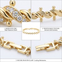 OUGEPHELI OUGEPHELI Bracelet à maillons en argent 925 plaqué or, testé au diamant, VVS1 D Moissanite, avec perles torsadées en forme de vague
