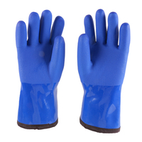Gants de travail imperméables en PVC entièrement enduits avec doublure en tissu éponge pour l'hiver et les températures froides, vente en gros