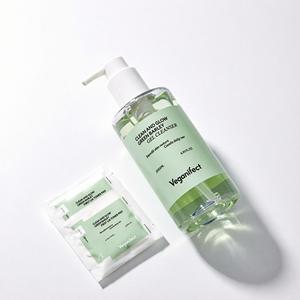 Veganifect Nettoyant en gel à l'orge verte Clean And Glow 205ml avec tampons tonifiants, tous types de peau, formule K-Beauty - Product Image 1