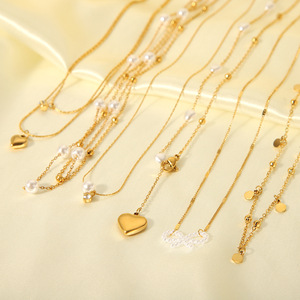 Mano mariposa Shell corazón perla no deslustre Pvd impermeable 316L Acero inoxidable joyería de moda collares para mujer 2024 - Product Image 4