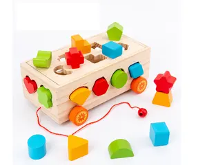 Lernen pädagogische Montessori Form Sortier würfel-Klassisches Holz spielzeug mit 12 Formen Kinder Holzform Sortierer Spielzeug für Kleinkinder