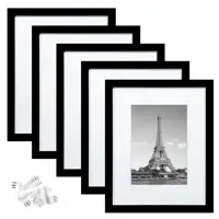 Conjunto de moldura de 8x10 personalizável, conjunto de 5 imagens de exibição 5x7 com tapete ou 8x10 moldura de fotos de plástico